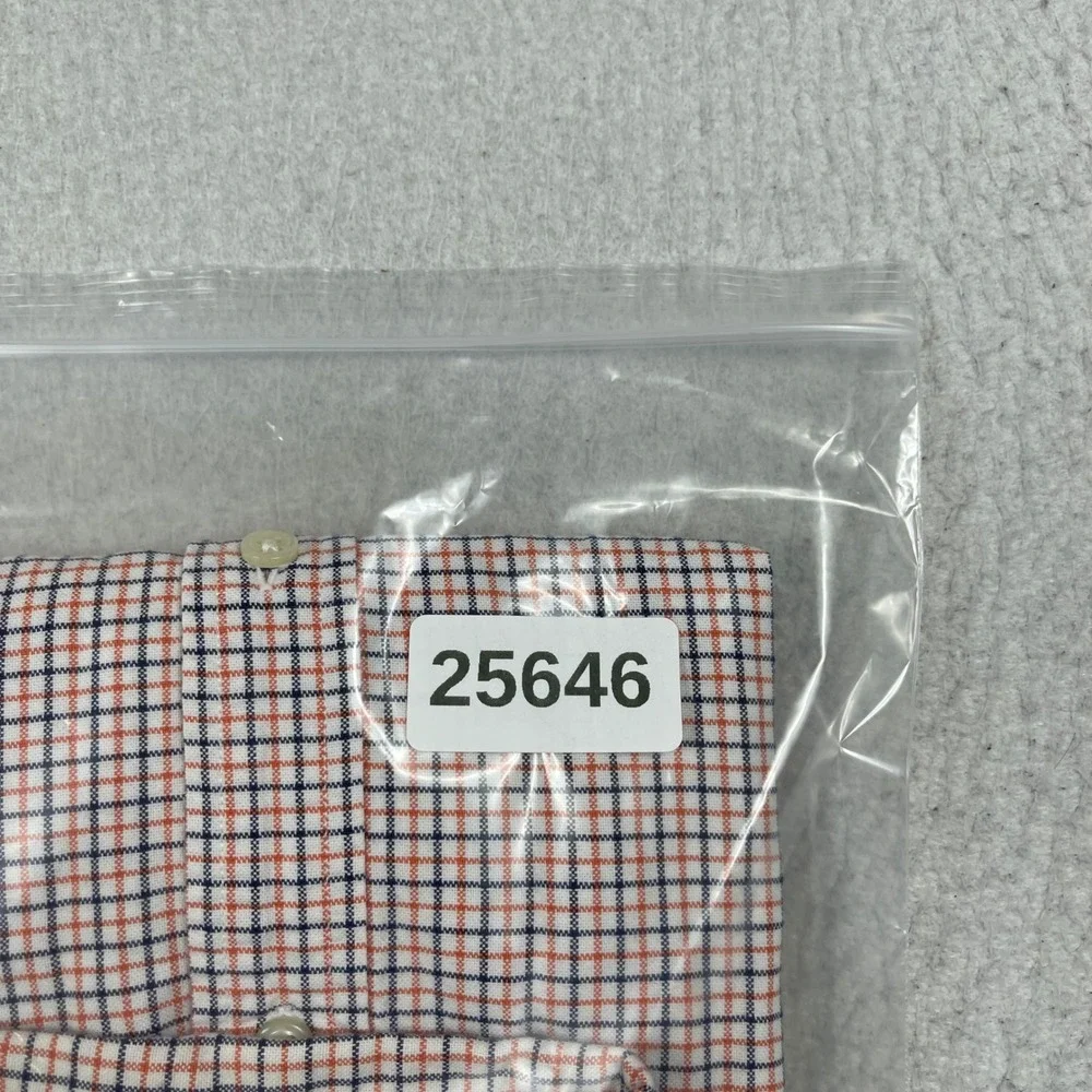 Ralph Lauren Button Down Shirt Boys XL 18-20 Orange Navy Tattersall Check Preppy
